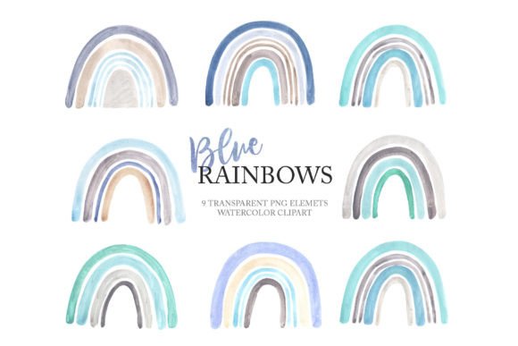 Download Watercolor Blue Baby Boy Rainbow Clipart - Rainbow Collection