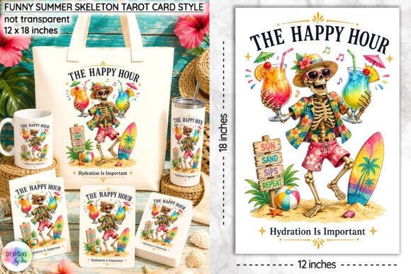 Download Funny Summer Skeleton Tarot Card Design - Card Collection