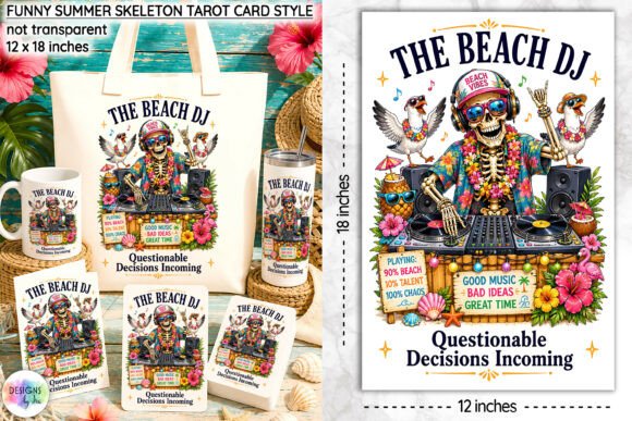 Download Funny Summer Skeleton Tarot Card Design - Card Collection