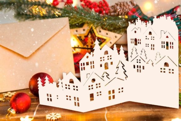Download Christmas Village Accordion Card - Card Collection