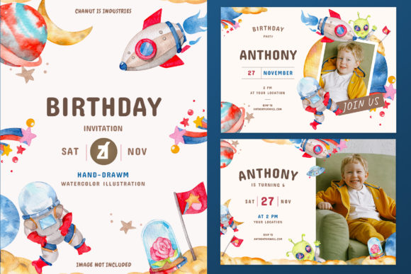 Download Space Theme Birthday Invitation Card - Card Collection