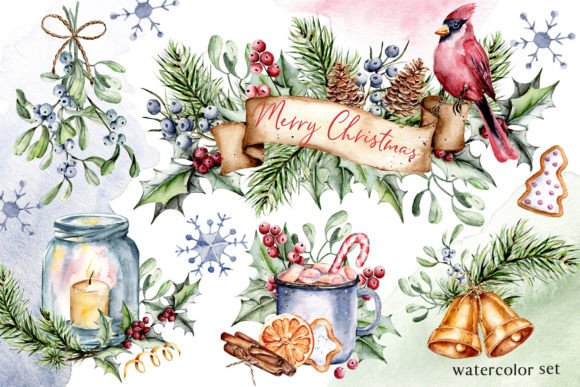 Download Christmas Watercolor Set, PNG Files - Png files Collection