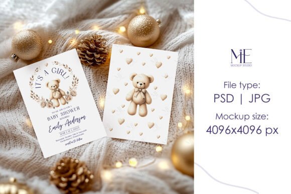 Download Holiday Invitation Double Card Mockup - Card Collection