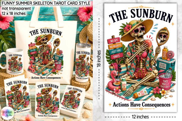 Download Funny Summer Skeleton Tarot Card Design - Card Collection