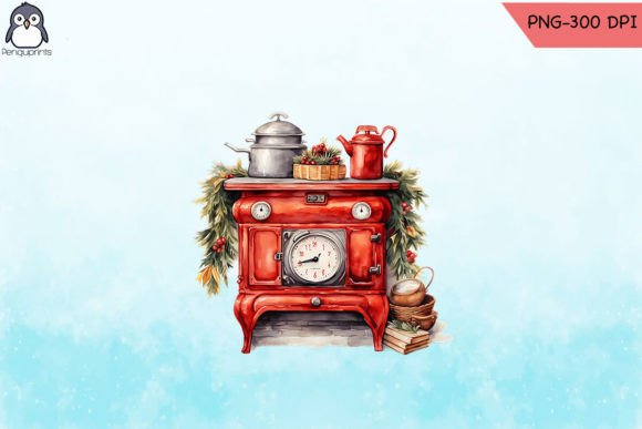 Download Red Cook Stove Christmas Decor PNG - Christmas decor png Collection