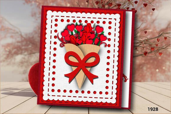 Download Valentine Bouquet Gift Card with Bow1928 - Card Collection