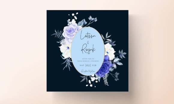 Download Elegant Navy Floral Invitation Card - Card Collection