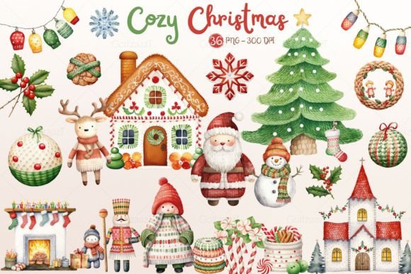 Download Watercolor Cozy Christmas Clipart Set - Premium Resources