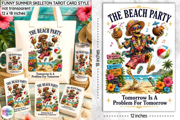Download Funny Summer Skeleton Tarot Card Design - Card Collection