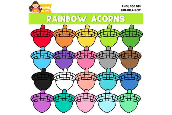 Download Rainbow Acorn Clipart, Fall Clipart - Rainbow Collection