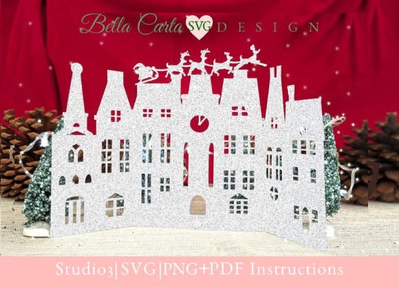 Download Victorian Christmas Village 3D SVG Card - Card Collection