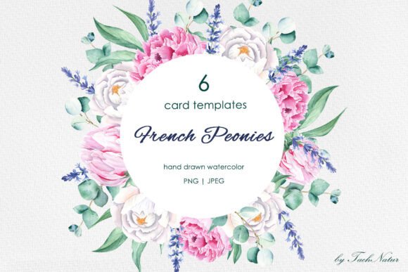 Download French Peonies Watercolor Card Templates - Card Collection